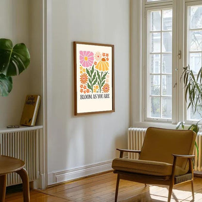 Retro Floral Wall Art Print: Boho Wildflower Illustration (Digital Download)