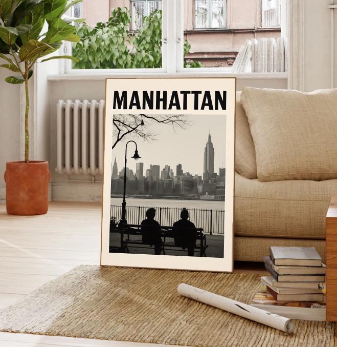 Black and White NYC Skyline Print: Empire State Building Photography (Digital Download)