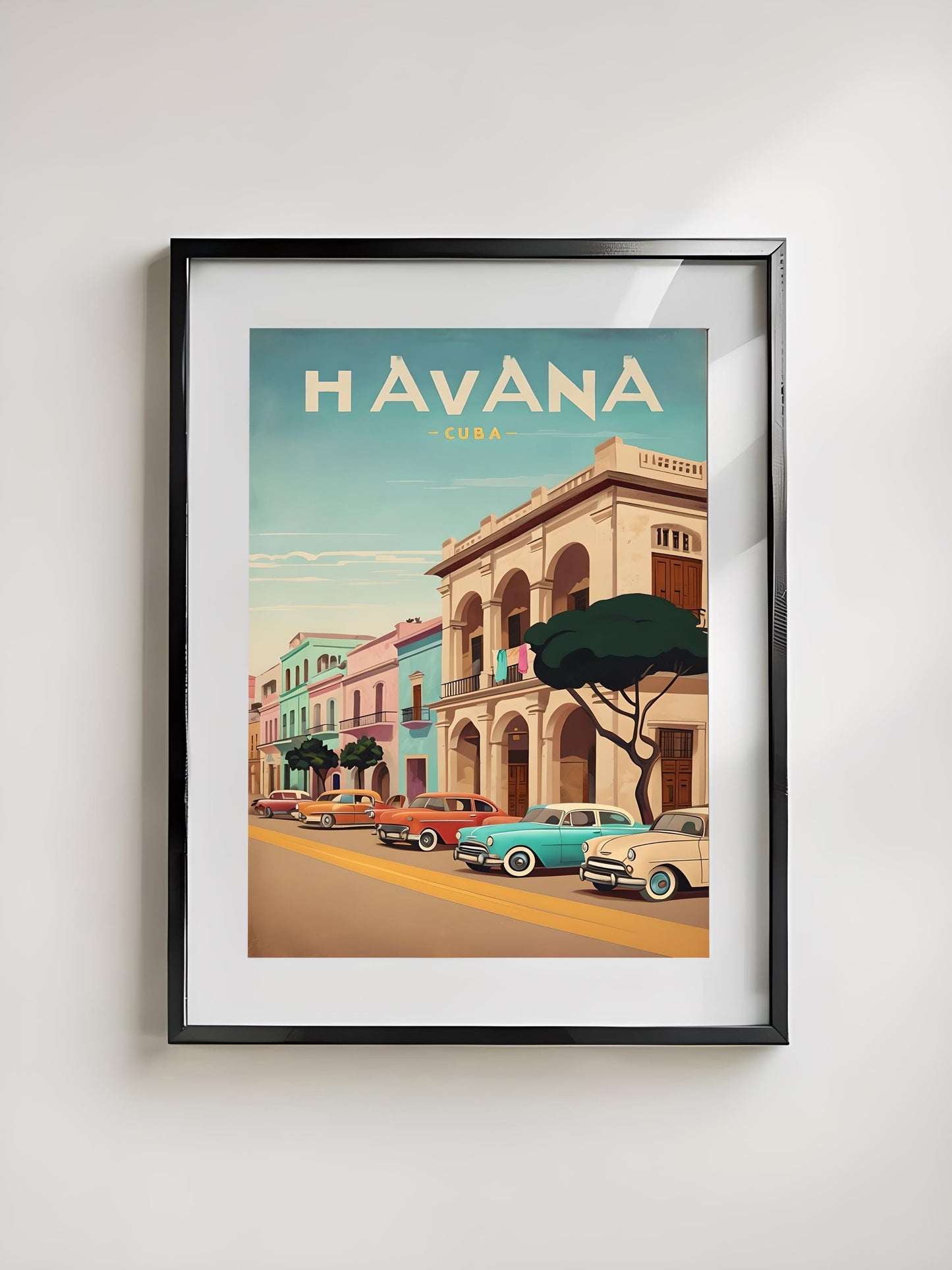 Havana Cuba Vintage Travel Poster: Retro Car & Colonial Architecture (Digital Download)