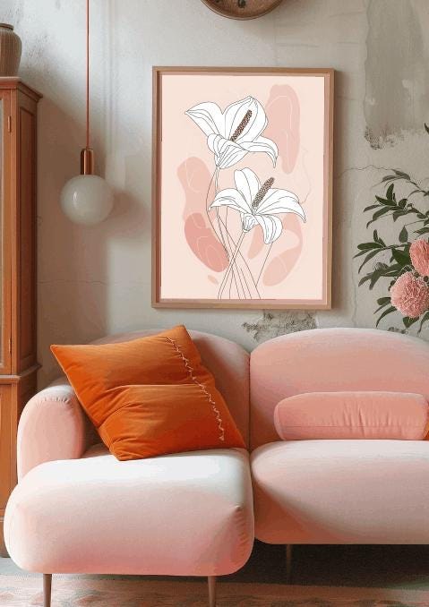 Minimalist Lily Line Art Print: Modern Floral Illustration (Digital Download)