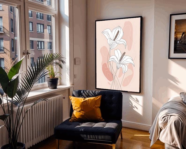 Minimalist Lily Line Art Print: Modern Floral Illustration (Digital Download)