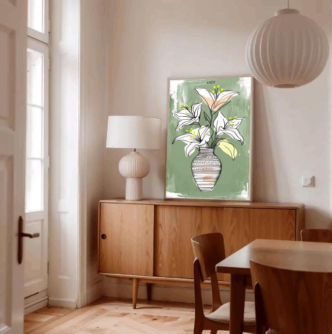 Minimalist Lily Line Art Print: Modern Botanical Illustration (Digital Download)