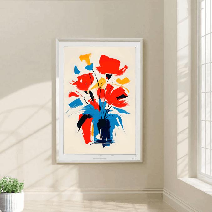 Vibrant Abstract Floral Art Print: Modern Colorful Flower Painting (Digital Download)