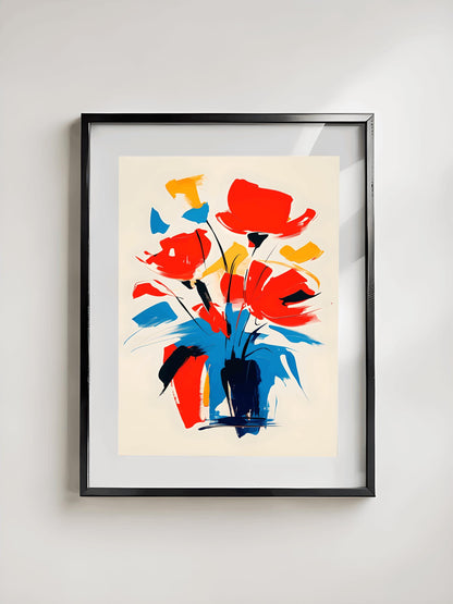 Vibrant Abstract Floral Art Print: Modern Colorful Flower Painting (Digital Download)