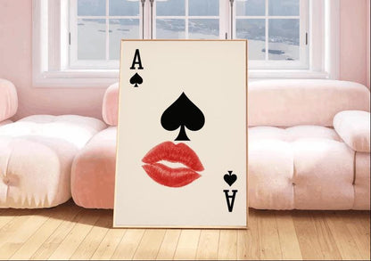 Ace of Spades Art Print: Red Lips, Modern Glam Poker Decor (Digital Download)