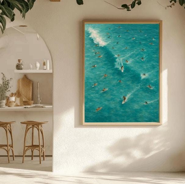 Surfing Wave Art Print: Coastal Beach Decor (Digital Download)