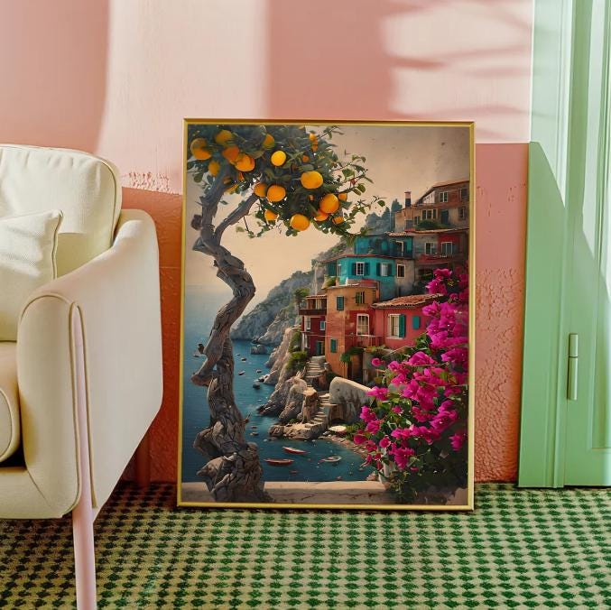 Positano Print: Amalfi Coast, Colorful Italian Village (Digital Download)