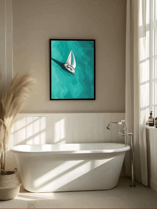 Minimalist Sailboat Print: Nautical Coastal Decor (Digital Download)