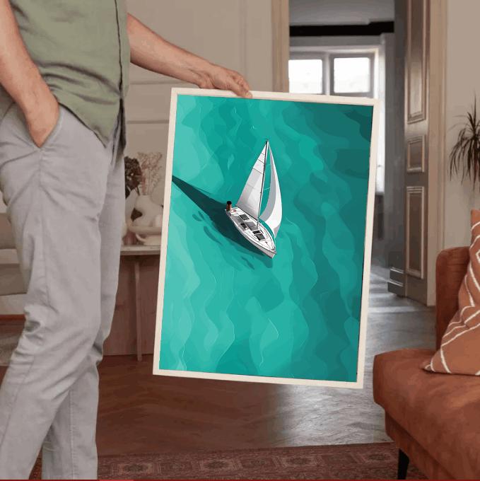 Minimalist Sailboat Print: Nautical Coastal Decor (Digital Download)