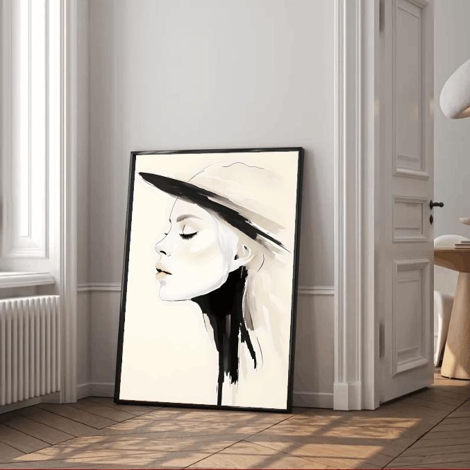 Minimalist Woman Portrait: Modern Fashion Illustration Art Print (Digital Download)
