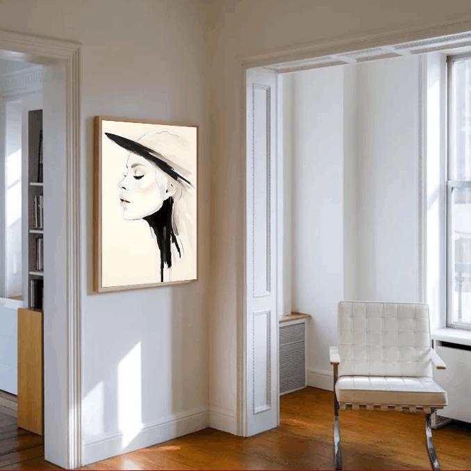 Minimalist Woman Portrait: Modern Fashion Illustration Art Print (Digital Download)