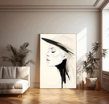 Minimalist Woman Portrait: Modern Fashion Illustration Art Print (Digital Download)