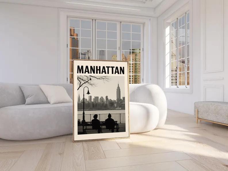 Black and White NYC Skyline Print: Empire State Building Photography (Digital Download)