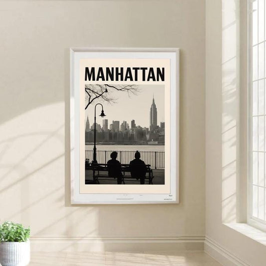 Black and White NYC Skyline Print: Empire State Building Photography (Digital Download)