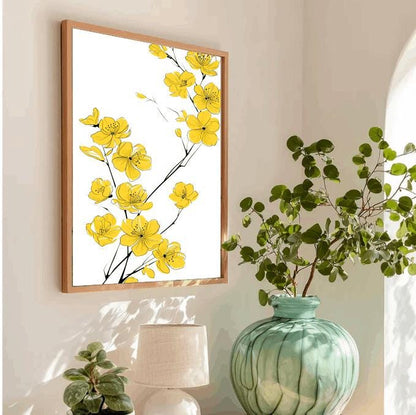 Yellow Flower Line Art Print: Minimalist Scandinavian Decor (Digital Download)