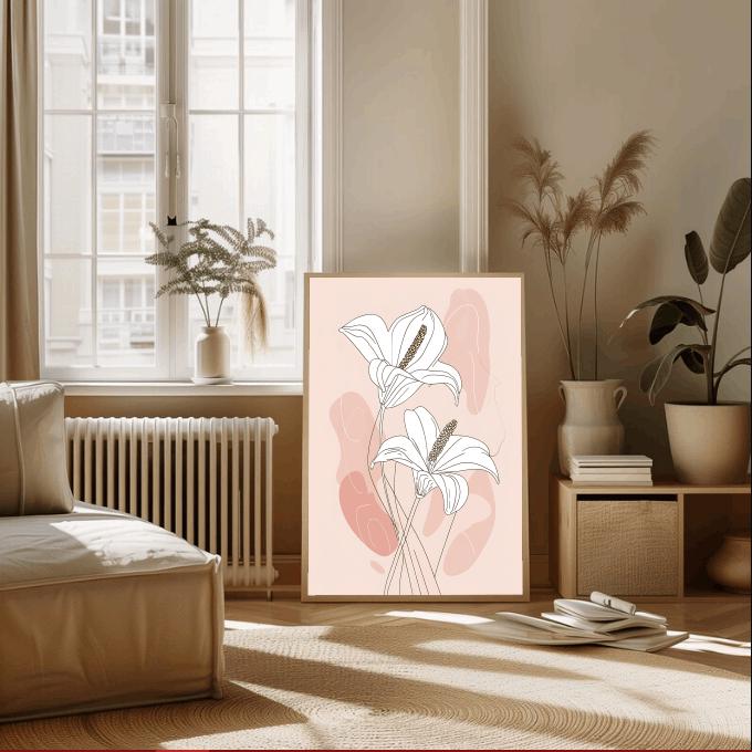 Minimalist Lily Line Art Print: Modern Floral Illustration (Digital Download)