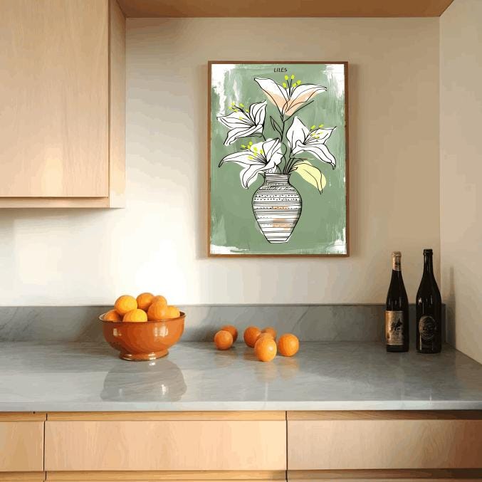 Minimalist Lily Line Art Print: Modern Botanical Illustration (Digital Download)