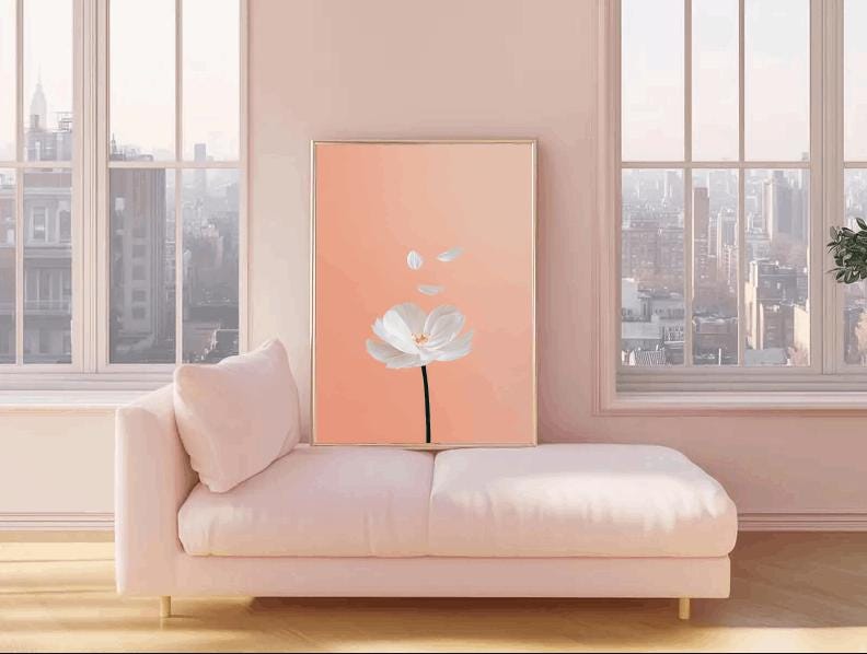 Minimalist White Flower Print: Modern Floral Art (Digital Download)