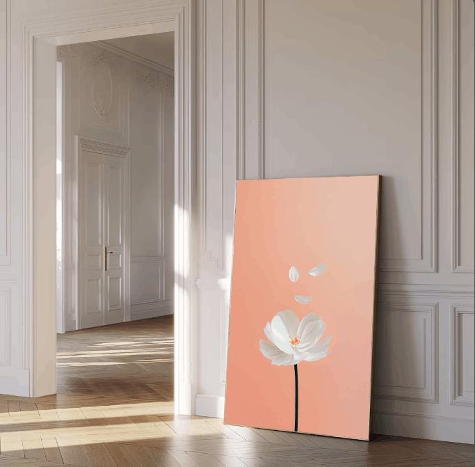 Minimalist White Flower Print: Modern Floral Art (Digital Download)