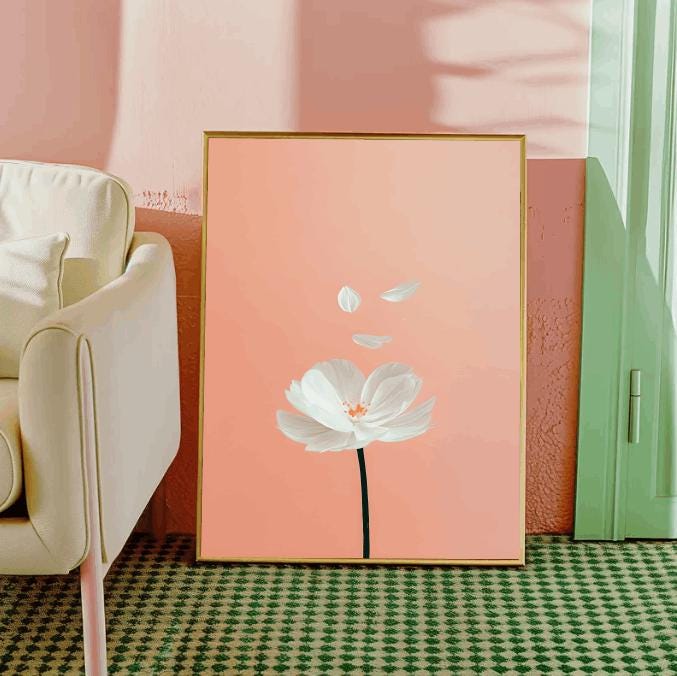 Minimalist White Flower Print: Modern Floral Art (Digital Download)