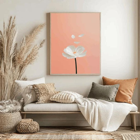 Minimalist White Flower Print: Modern Floral Art (Digital Download)