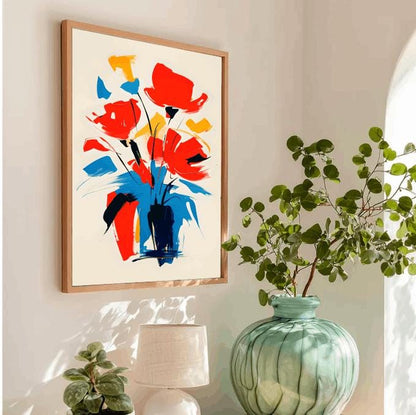 Vibrant Abstract Floral Art Print: Modern Colorful Flower Painting (Digital Download)