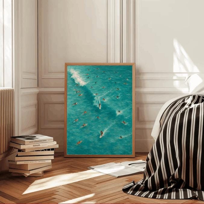 Surfing Wave Art Print: Coastal Beach Decor (Digital Download)