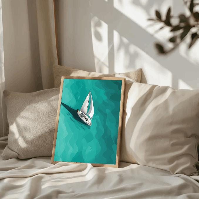 Minimalist Sailboat Print: Nautical Coastal Decor (Digital Download)