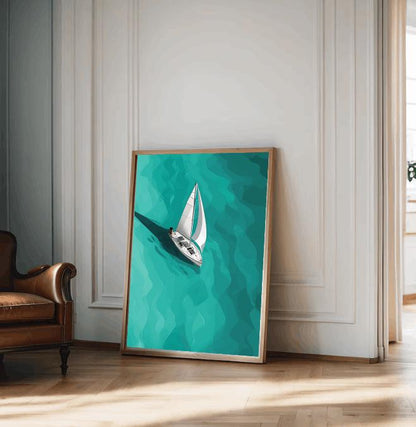 Minimalist Sailboat Print: Nautical Coastal Decor (Digital Download)