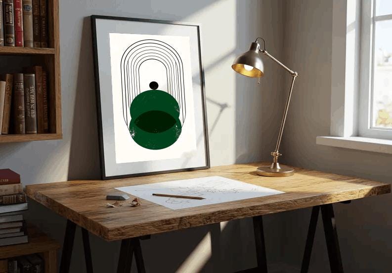 Abstract Geometric Wall Art: Mid-Century Modern Arch Print (Digital Download)