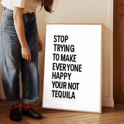 Funny Tequila Quote Art: Minimalist Bar Decor Poster (Digital Download)