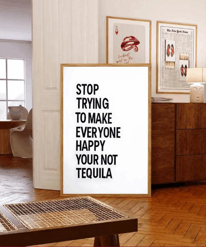 Funny Tequila Quote Art: Minimalist Bar Decor Poster (Digital Download)