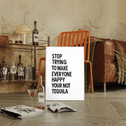 Funny Tequila Quote Art: Minimalist Bar Decor Poster (Digital Download)