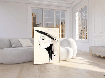 Minimalist Woman Portrait: Modern Fashion Illustration Art Print (Digital Download)