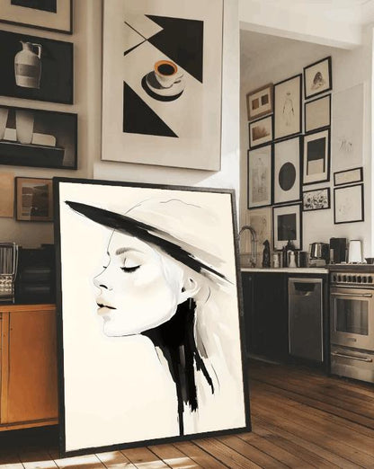 Minimalist Woman Portrait: Modern Fashion Illustration Art Print (Digital Download)