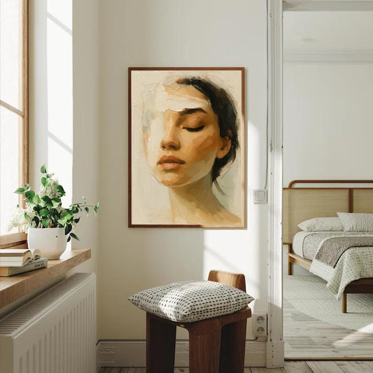 Abstract Woman Portrait Print: Palette Knife Oil Painting Style (Digital Download)