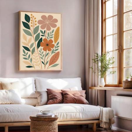 Boho Floral Wall Art Print: Mid Century Modern Botanical Decor (Digital Download)