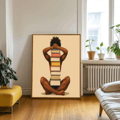 Book Lover Art Print: Minimalist Reading Room Decor (Digital Download)