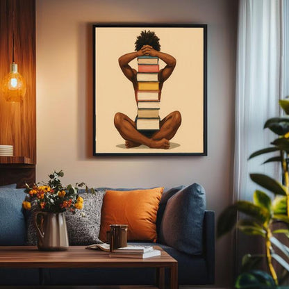 Book Lover Art Print: Minimalist Reading Room Decor (Digital Download)