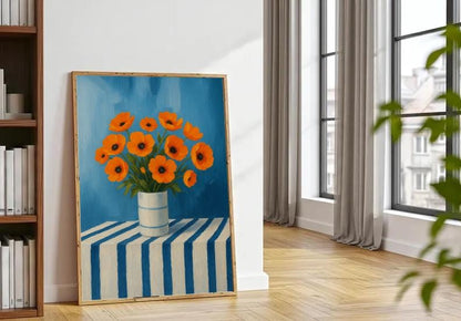 Orange Poppies Still Life Print | Modern Floral Art (Digital Download)