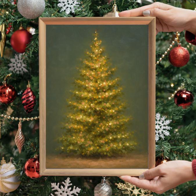 Vintage Christmas Tree Print: Cozy Holiday Wall Art (Digital Download)