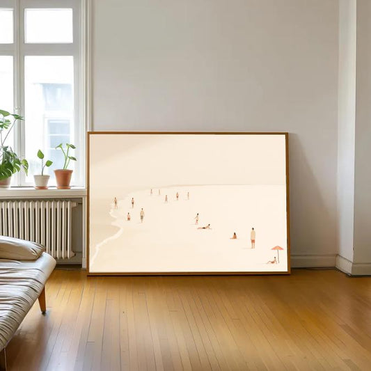 Minimalist Beach Scene Art Print | Coastal Illustration (Digital Download)