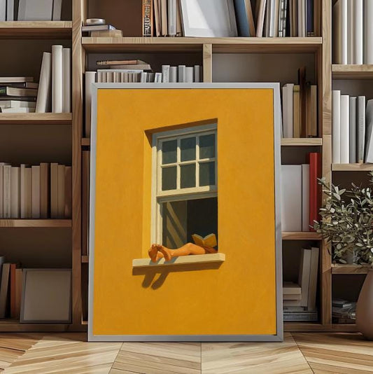 Reading by the Window Art Print | Minimalist Sunlight Painting (Digital Download)