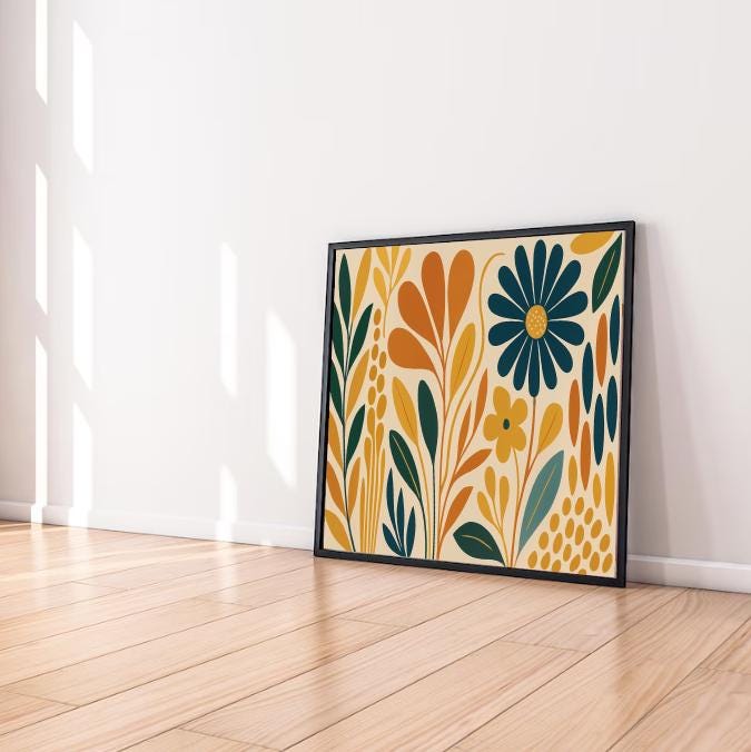 Mid Century Modern Floral Print: Abstract Botanical Art (Digital Download)