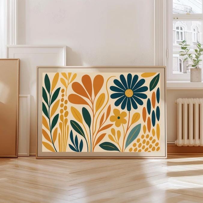 Mid Century Modern Floral Print: Abstract Botanical Art (Digital Download)