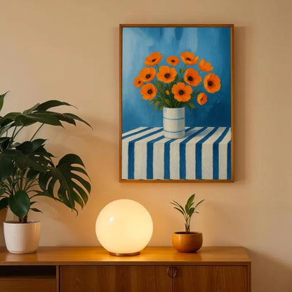 Orange Poppies Still Life Print | Modern Floral Art (Digital Download)