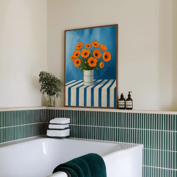 Orange Poppies Still Life Print | Modern Floral Art (Digital Download)