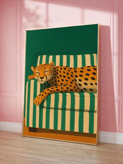Sleeping Cheetah Art Print | Whimsical Jungle Decor (Digital Download)