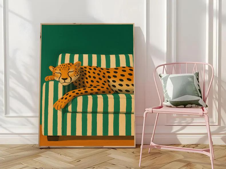 Sleeping Cheetah Art Print | Whimsical Jungle Decor (Digital Download)