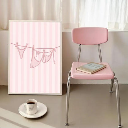 Minimalist Sexy Line Art Print | Pink Aesthetic Wall Art | Girly Bathroom Decor | Playful Bedroom Poster | Feminine Laundry Line Art